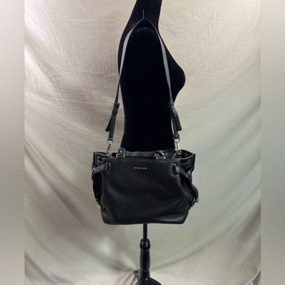 Michael Kors Greta Large Pebbled Leather Satchel Black - Picture 4 of 14